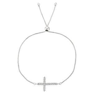 0.5 Carat Bolo Diamond Cross Bracelet 14K White Gold